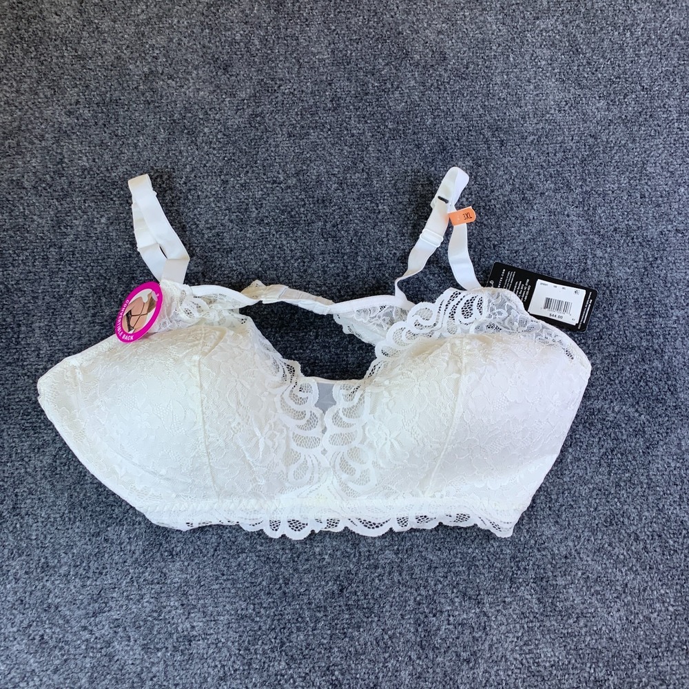 Bali Lace Desire Wirefree Bra Womens 3XL White NEW Convertible Back DF6591